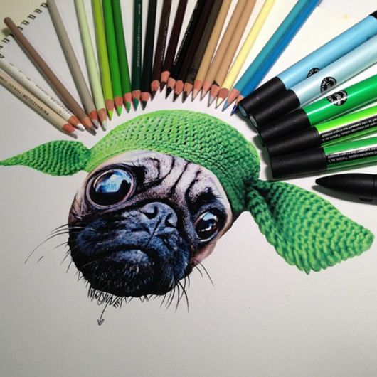Realistic Animal Drawings With The Tools Used To Create Them