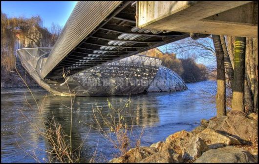 Beautiful Murinsel River Bridge In Austria